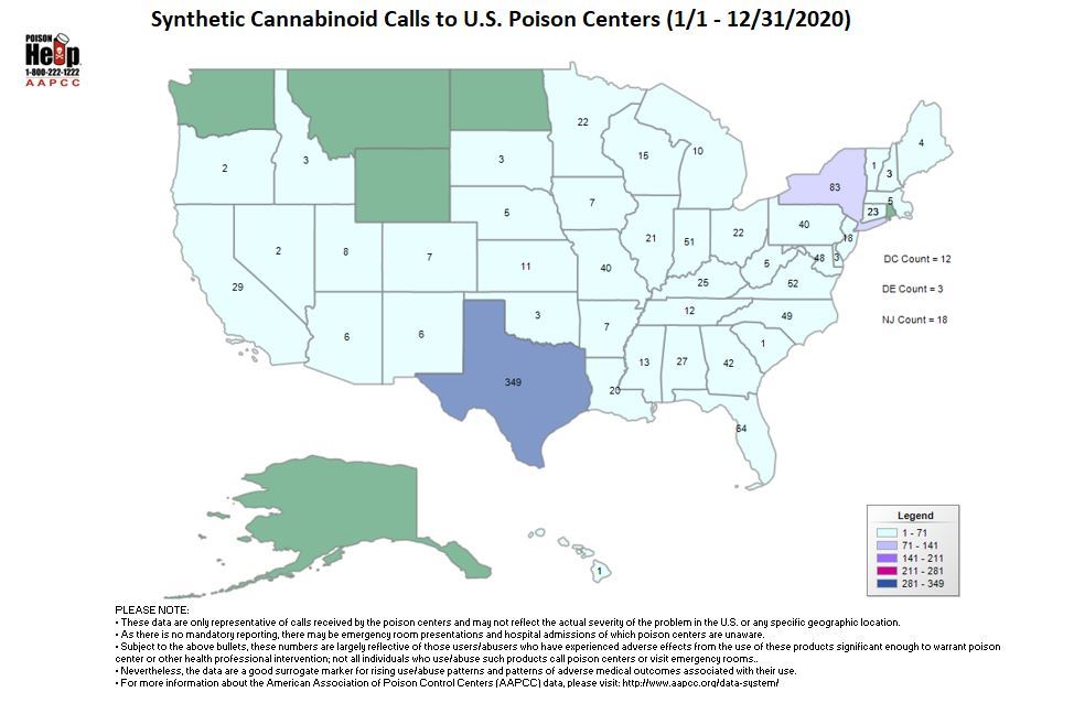 Synthetic Cannabinoids Poison Center Calls in 2020